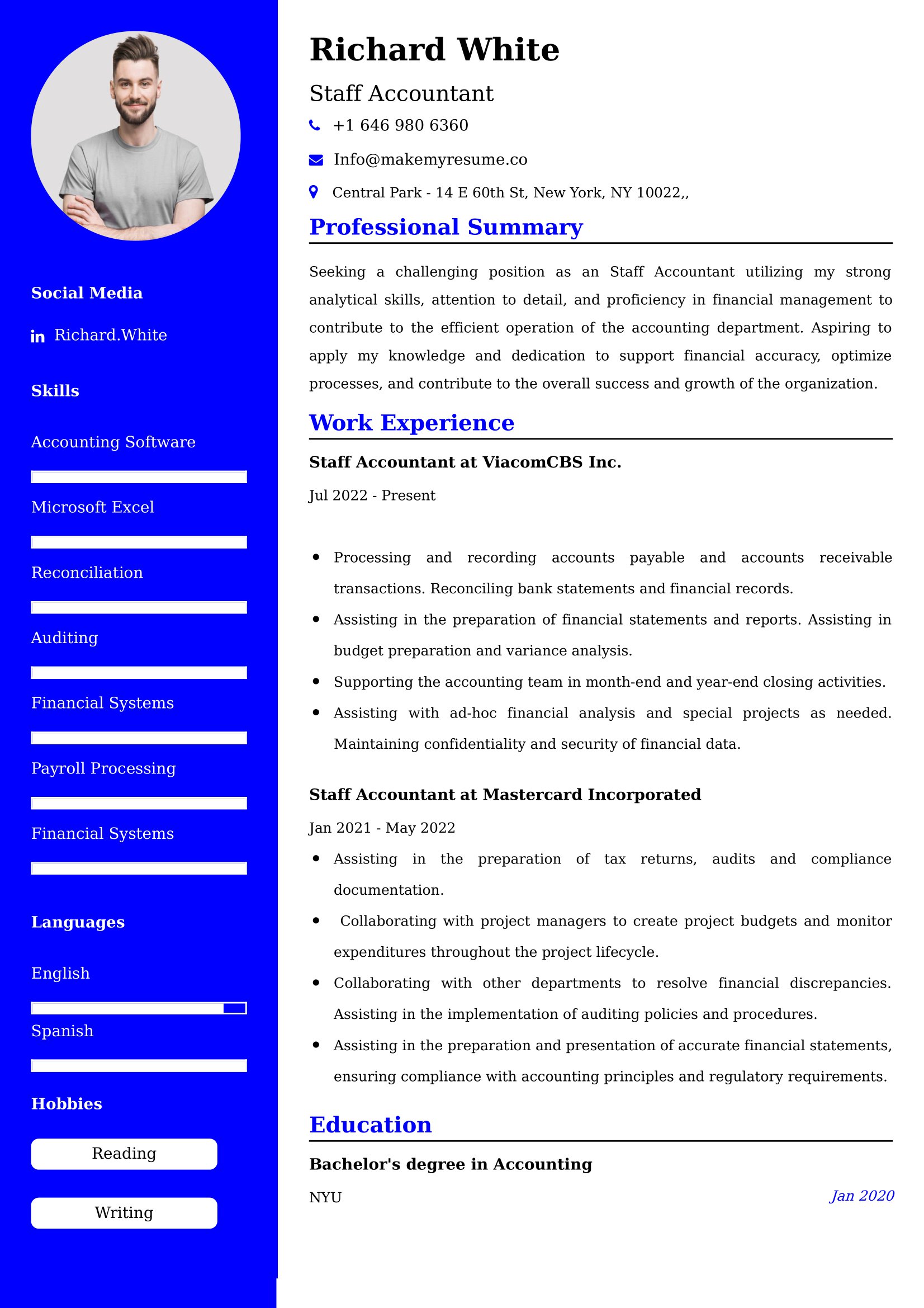 Staff Accountant Resume Examples for UAE
