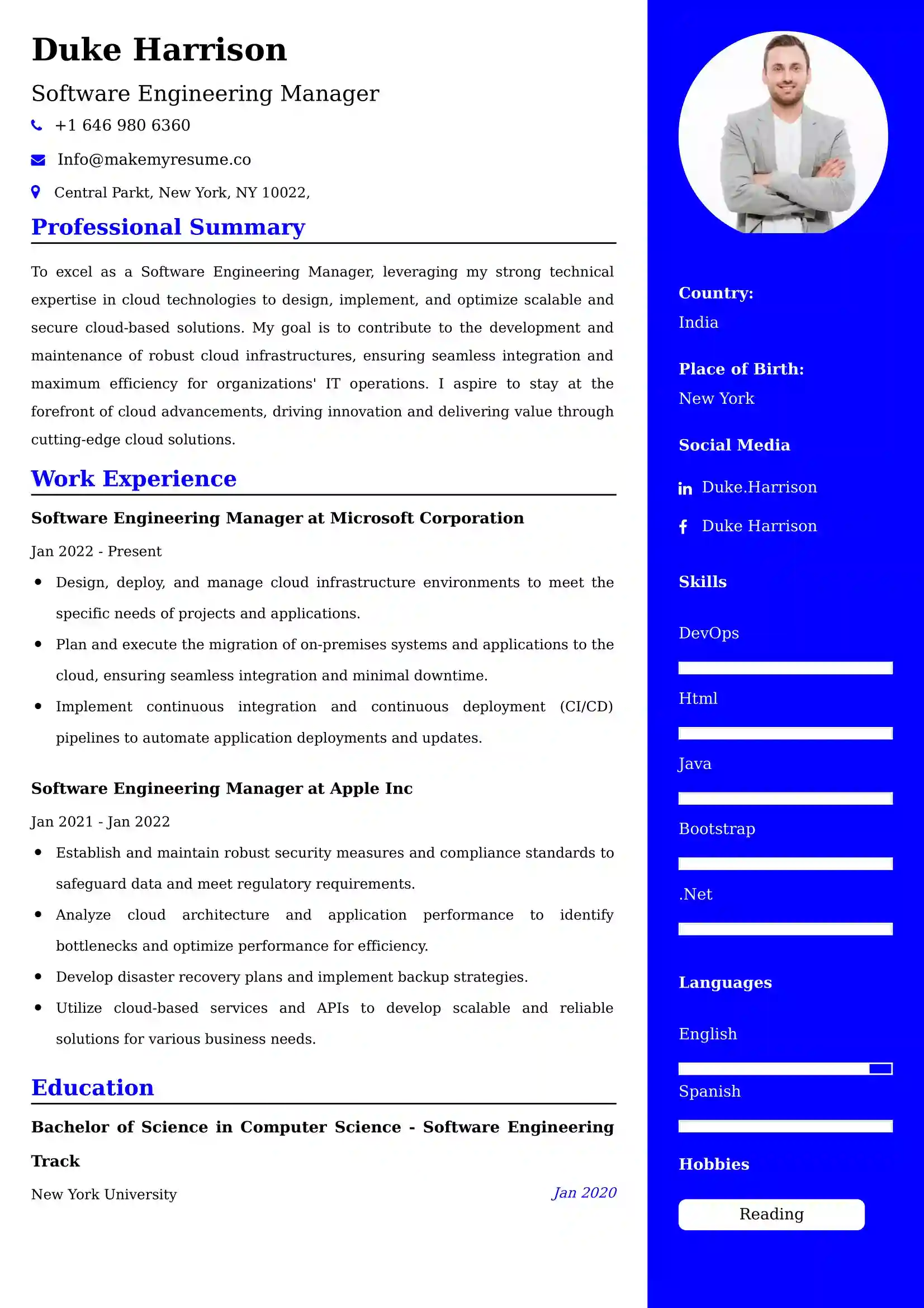 Software Engineering Manager Resume Examples for UAE