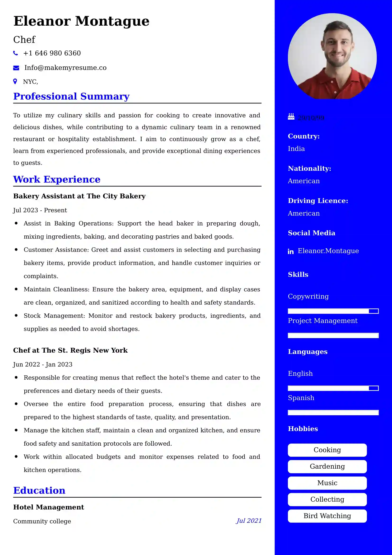 Chef Resume Examples for UAE