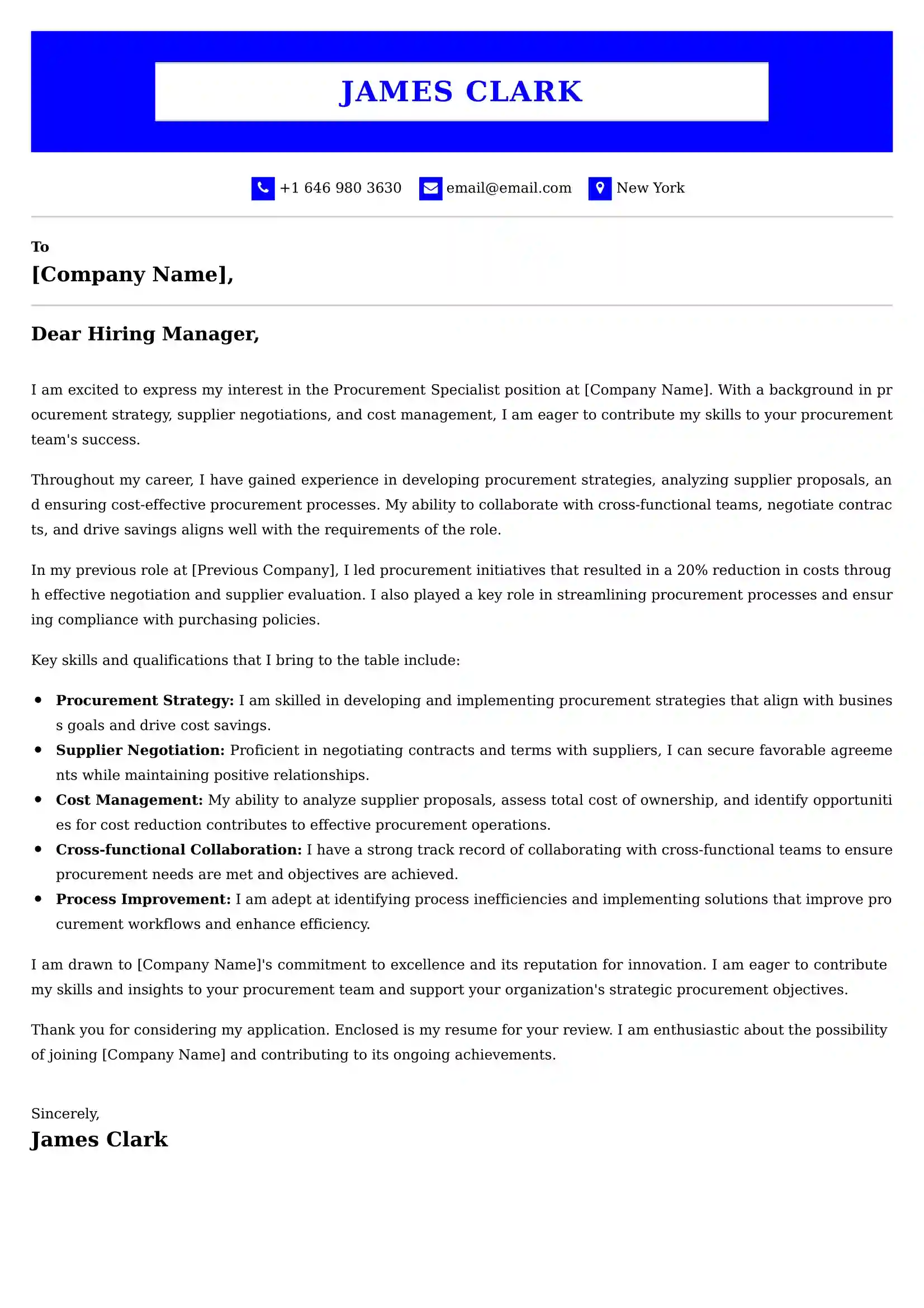 Procurement Analyst Cover Letter Examples for UAE 